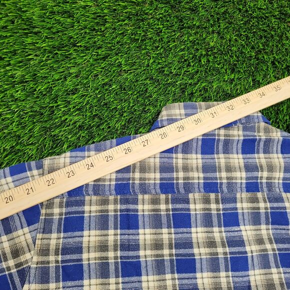 Vintage 90s Plaid Shacket Jacket Large 23x29 Blue - Picture 6 of 11